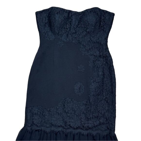 Aidan Mattox Black Mermaid Style Strapless Gown With Lace Size 6 - Picture 7 of 12